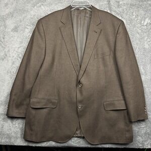 Jack Victor Exclusive Collection Sport Coat Blazer Men 48R Silk Wool Tweed Brown